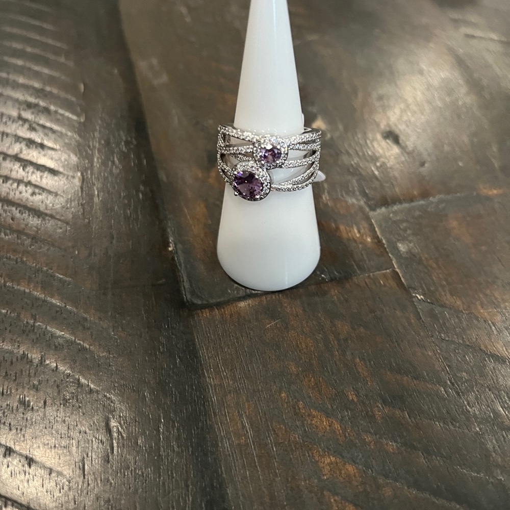 Enchant My Dreams Amethyst Cubic Zirconia on Rhodium plating